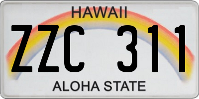 HI license plate ZZC311