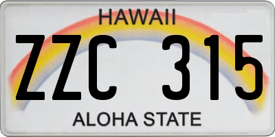 HI license plate ZZC315