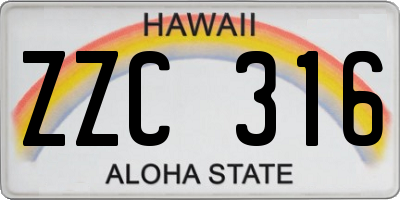 HI license plate ZZC316