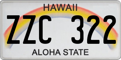 HI license plate ZZC322