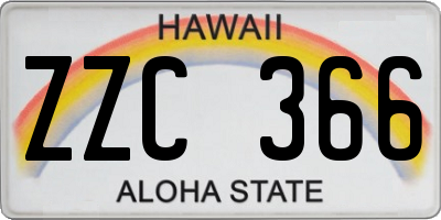 HI license plate ZZC366