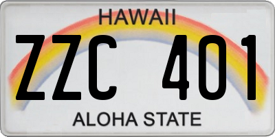 HI license plate ZZC401
