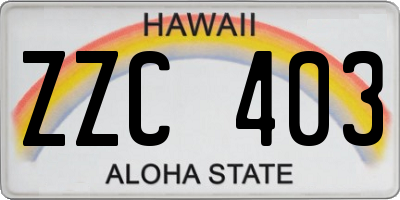 HI license plate ZZC403