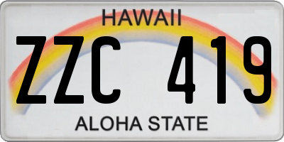 HI license plate ZZC419