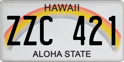 HI license plate ZZC421