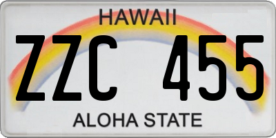 HI license plate ZZC455