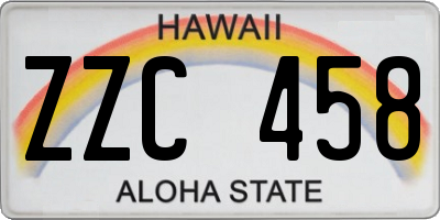 HI license plate ZZC458