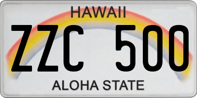 HI license plate ZZC500