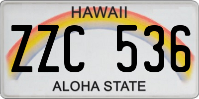 HI license plate ZZC536