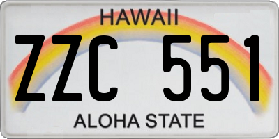 HI license plate ZZC551