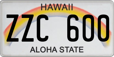 HI license plate ZZC600
