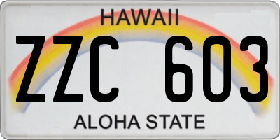 HI license plate ZZC603