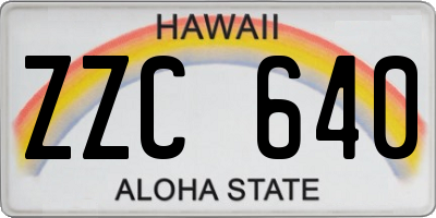 HI license plate ZZC640