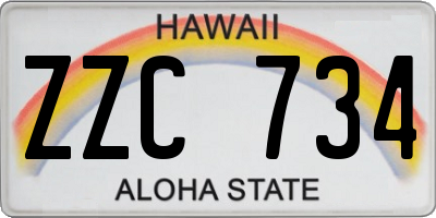 HI license plate ZZC734
