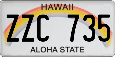 HI license plate ZZC735