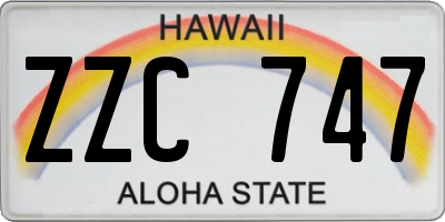 HI license plate ZZC747