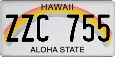 HI license plate ZZC755