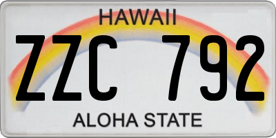 HI license plate ZZC792
