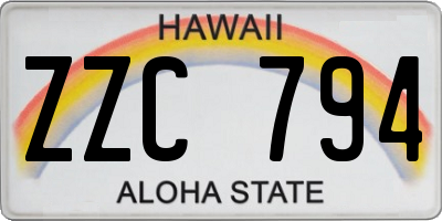 HI license plate ZZC794