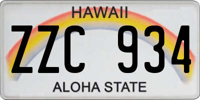 HI license plate ZZC934
