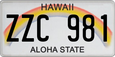 HI license plate ZZC981