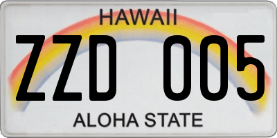 HI license plate ZZD005