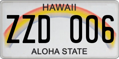 HI license plate ZZD006