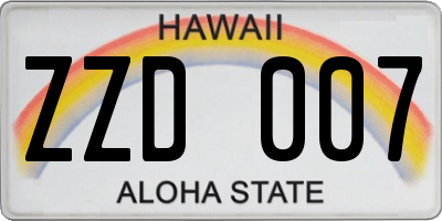 HI license plate ZZD007