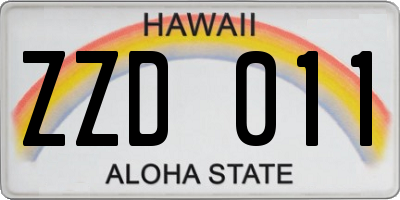 HI license plate ZZD011