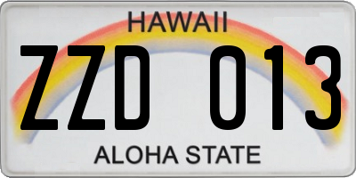 HI license plate ZZD013
