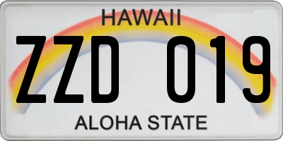 HI license plate ZZD019