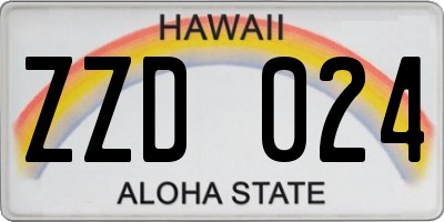 HI license plate ZZD024