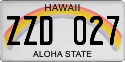 HI license plate ZZD027