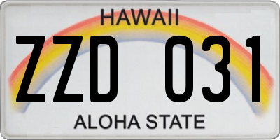 HI license plate ZZD031