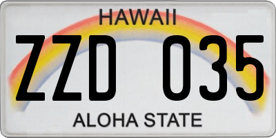 HI license plate ZZD035