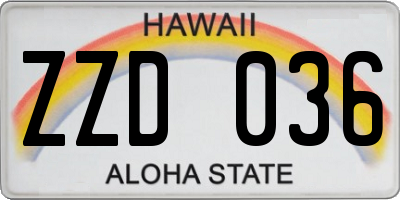 HI license plate ZZD036