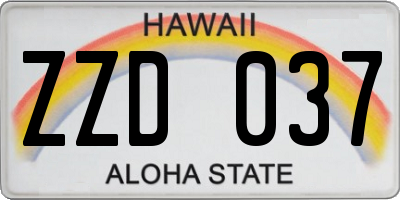 HI license plate ZZD037