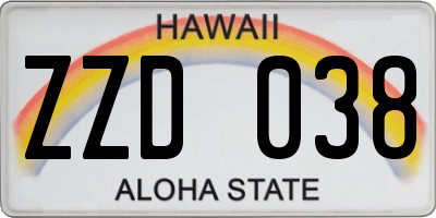 HI license plate ZZD038