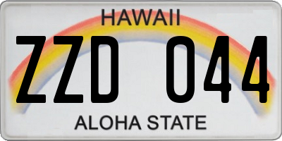 HI license plate ZZD044