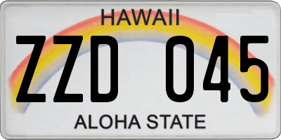 HI license plate ZZD045