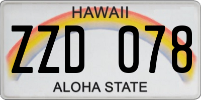 HI license plate ZZD078