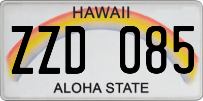HI license plate ZZD085