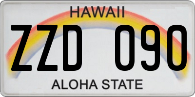 HI license plate ZZD090