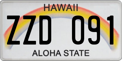 HI license plate ZZD091