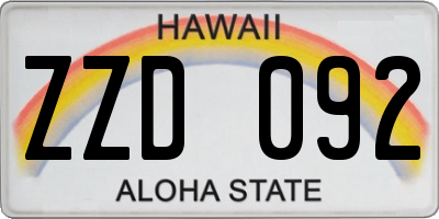 HI license plate ZZD092