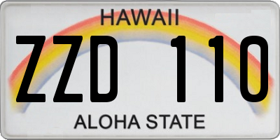 HI license plate ZZD110