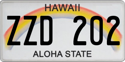 HI license plate ZZD202