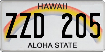 HI license plate ZZD205