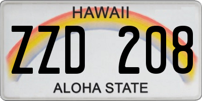 HI license plate ZZD208