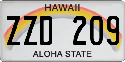 HI license plate ZZD209